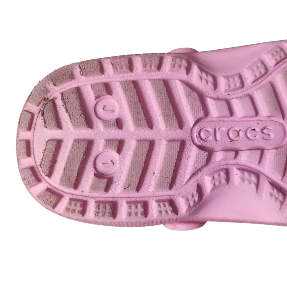 Crocs Classic Lined Glitter Clog Size J 1 Pink Tweed.
